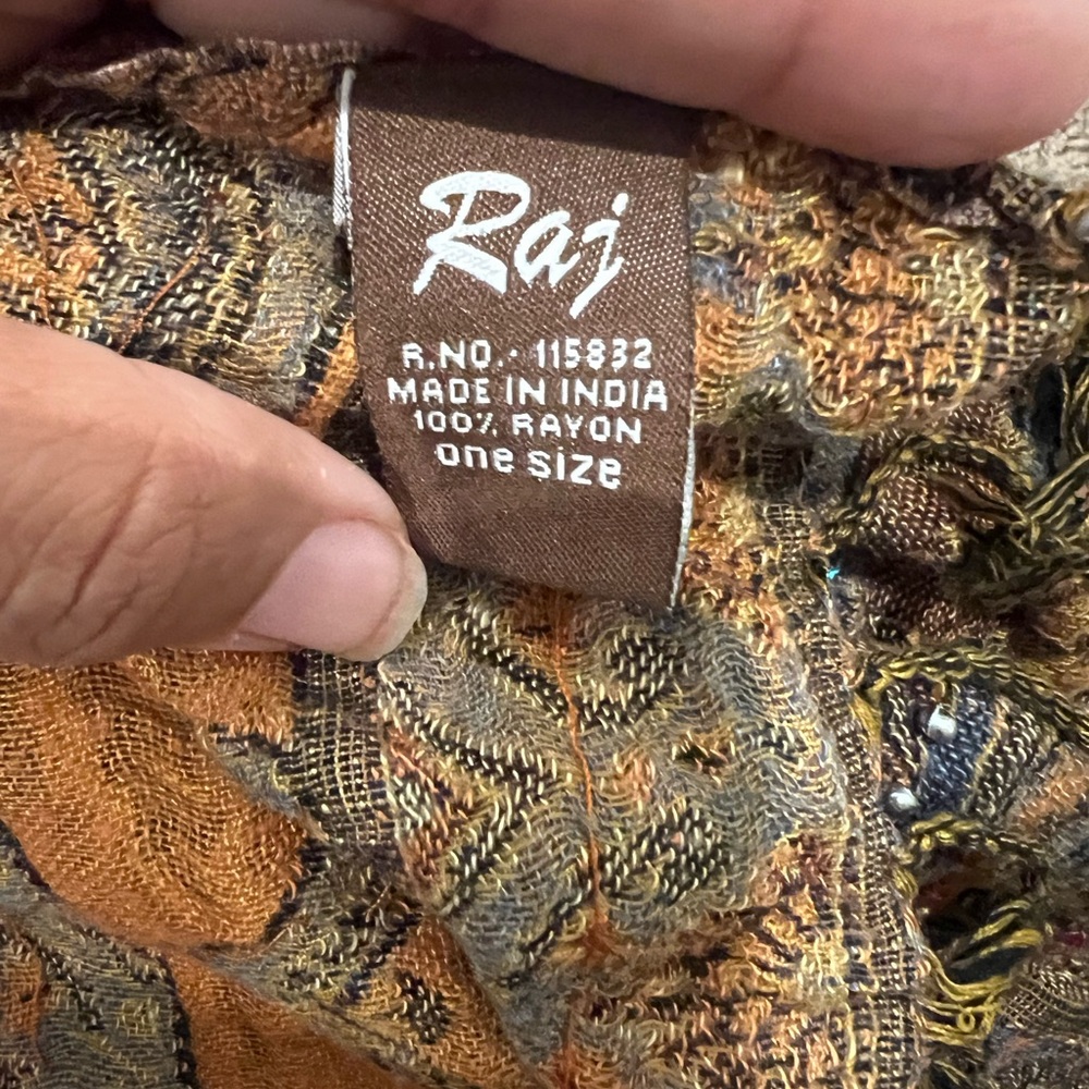 Raj Boho Embroidered & Sequined Long Sari Style Scarf Multicolor - Picture 3 of 6